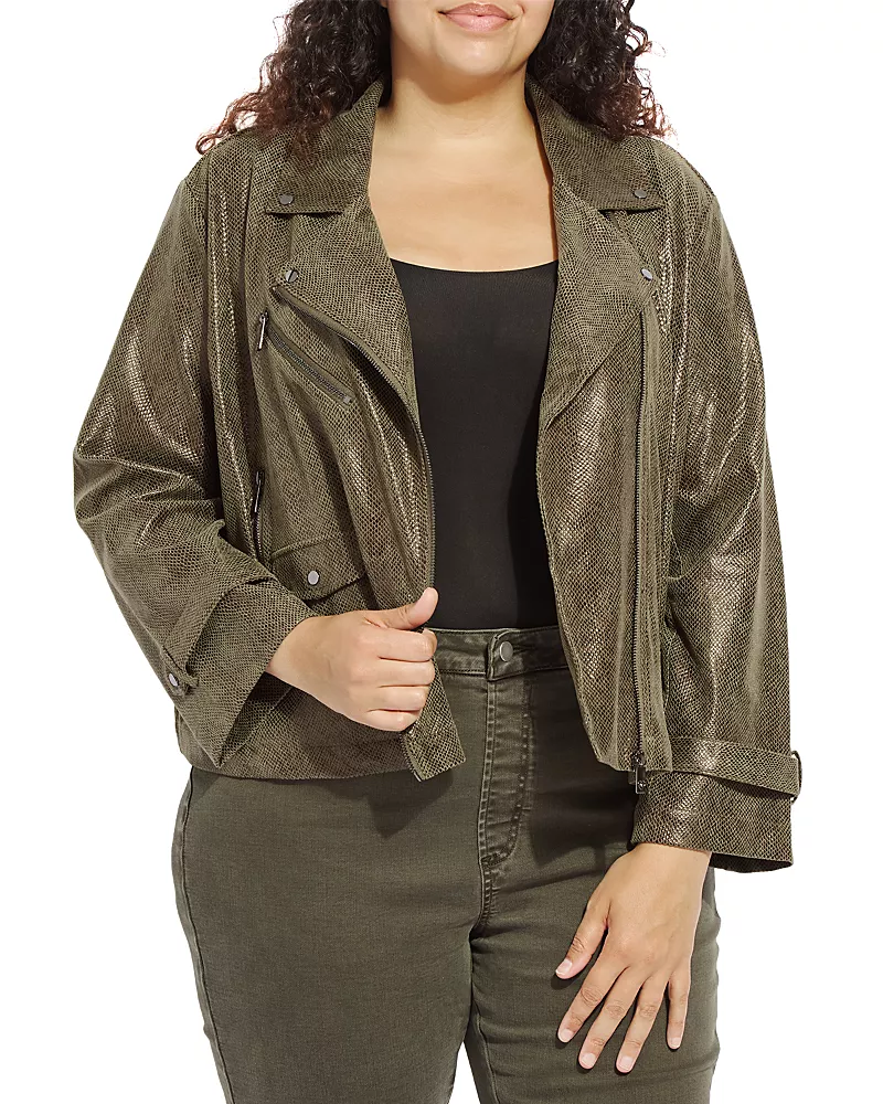 Lysse Plus Emory Faux Suede Moto Jacket