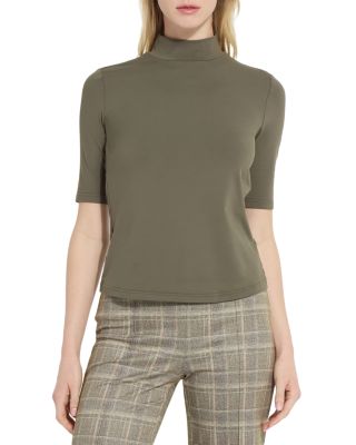 Clara Mock Neck Elbow Sleeve Top