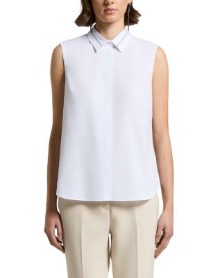 Sleeveless Stretch Cotton Poplin & Jersey Rib Top