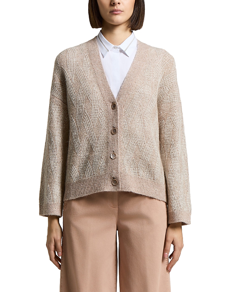 Peserico Alpaca Wool Blend Cardigan with Sequin Yarn
