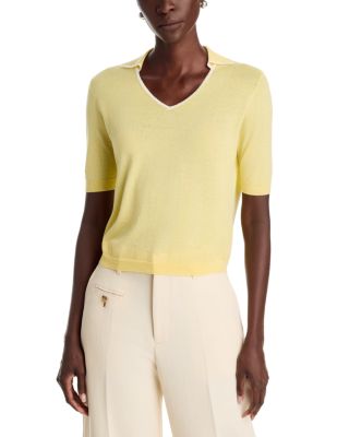 Tipped Polo Elbow Sleeve Top