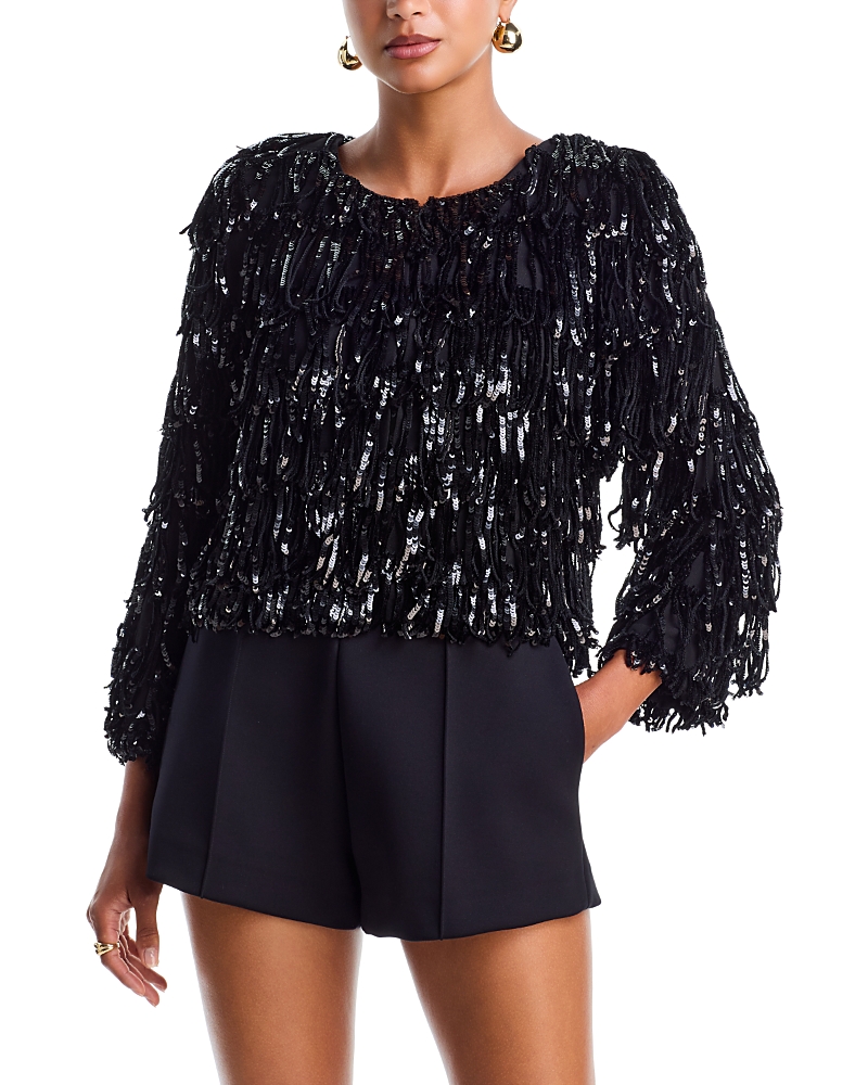 Alice and Olivia Fawn Fringe Sequin Jacket