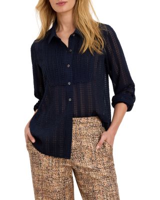 Chiffon Jacquard Tuxedo Shirt