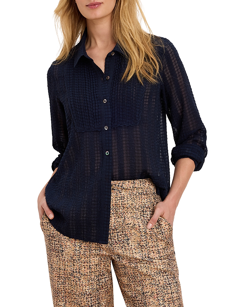 Nic+Zoe Chiffon Jacquard Tuxedo Shirt