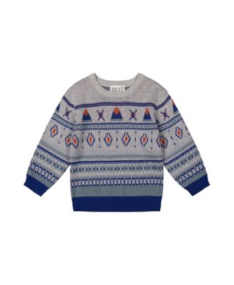 Boys' Jacquard Knit Fair Isle Ribbed Cuff Sweater - Little Kid