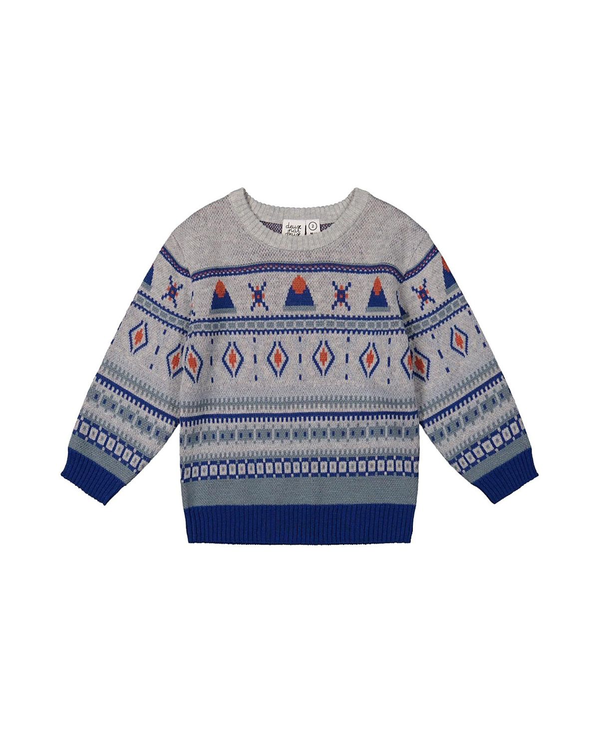 Deux par Deux Boys' Jacquard Knit Fair Isle Ribbed Cuff Sweater - Little Kid