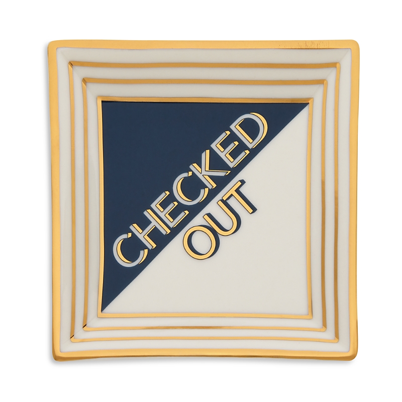 Jonathan Adler Hotel Checked Out Square Tray In Multi