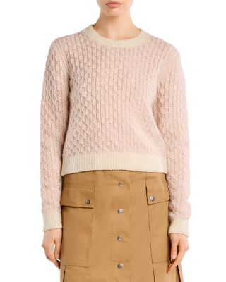 Textured Wool Blend Crewneck Sweater
