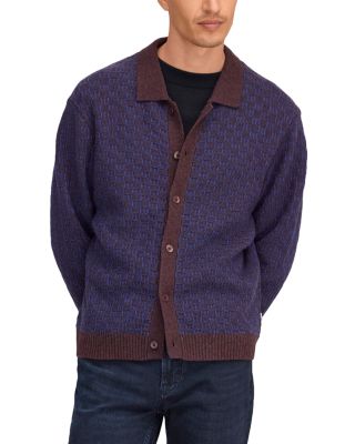 Thor Textured Check Wool Blend Polo Sweater