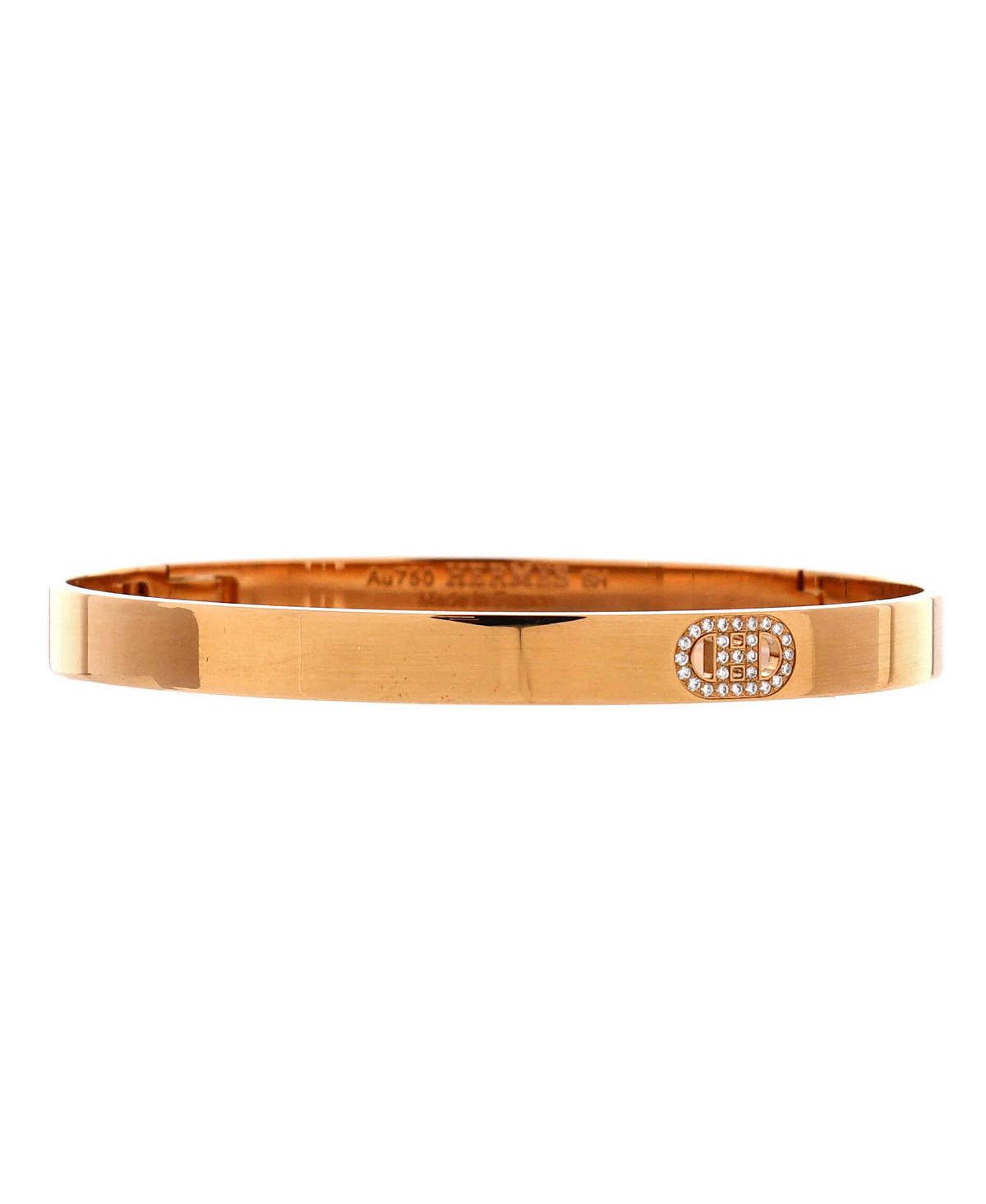 Pre-Owned HERMES Small H d'Ancre Bracelet 18K Rose Gold with Diamonds