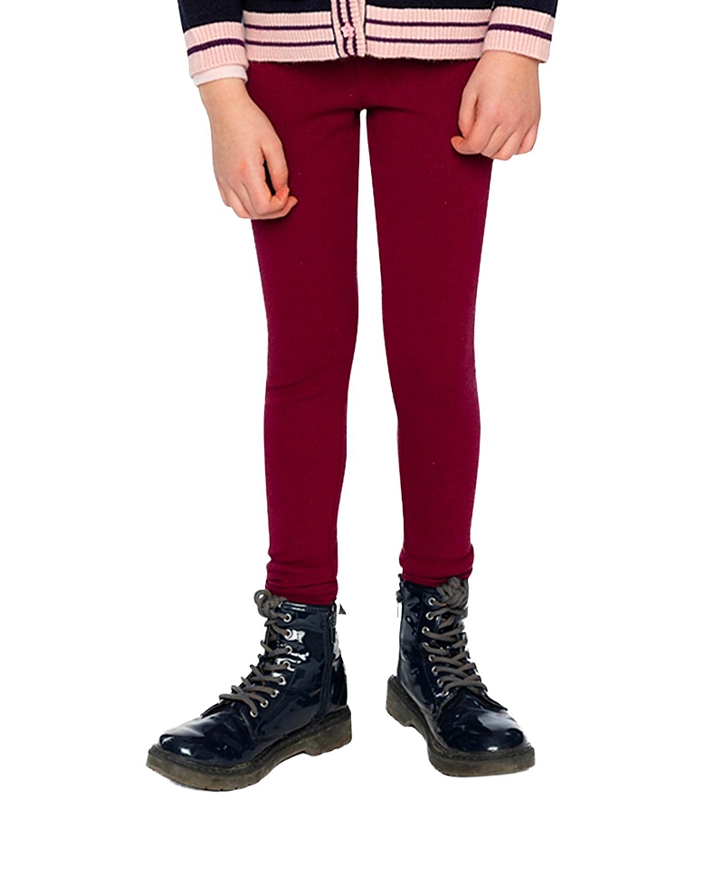 Deux par Deux Girls' Ribbed Elastic Waist Logo Patch Leggings - Big Kid