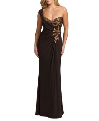 One Shoulder Embellished Jersey Gown