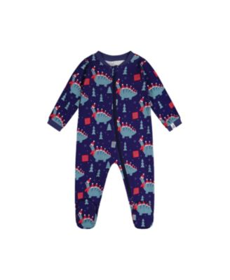  Boys' Dinosaur Organic Cotton Front Zipper Footed One Piece Pajama - Baby