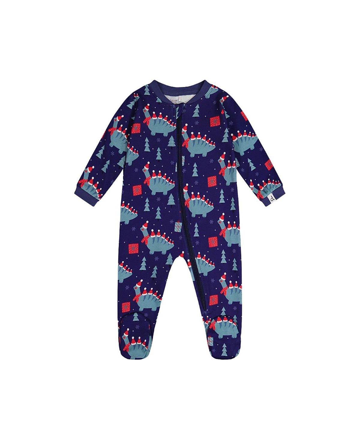Deux par Deux Boys' Dinosaur Organic Cotton Front Zipper Footed One Piece Pajama - Baby