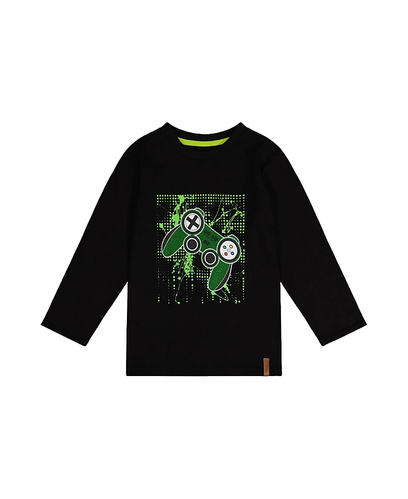 Deux par Deux Boys' Crew Neck Long Sleeve Controller Cotton T-Shirt - Little Kid