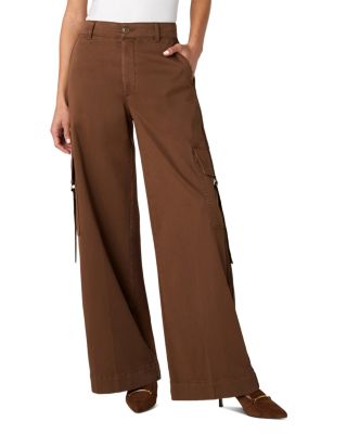 High Rise Wide Leg Cargo Jeans in Carob Brown