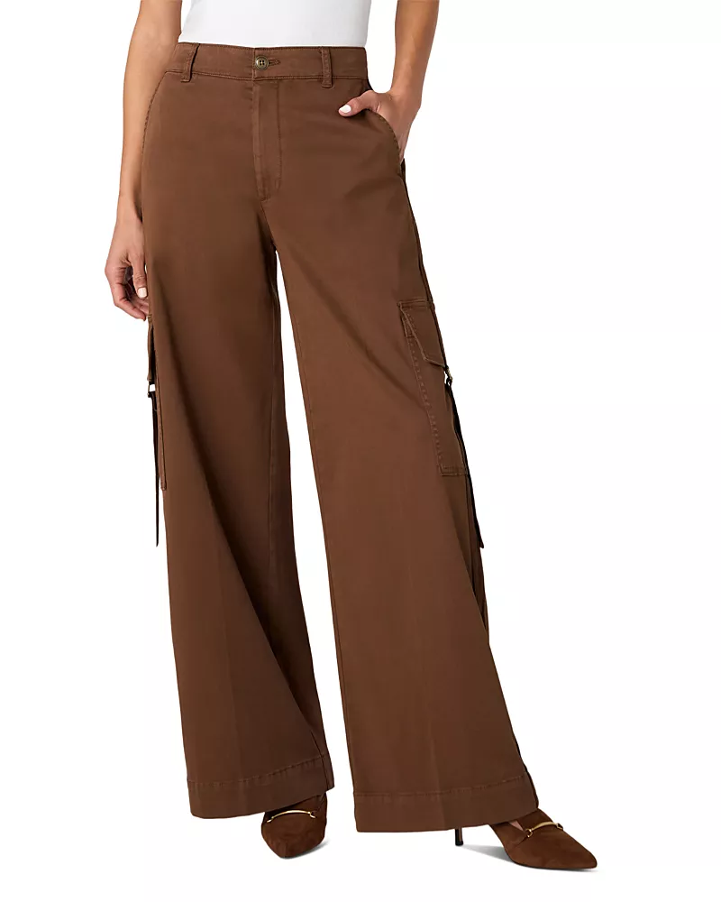 Liverpool Los Angeles High Rise Wide Leg Cargo Jeans in Carob Brown