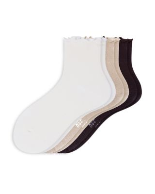 Ruffle Edge Ankle Socks, Pack of 3