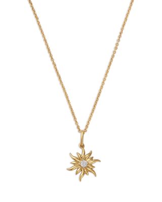10K Yellow Gold Lab Grown Diamond Sun Pendant Necklace, 0.05 tcw