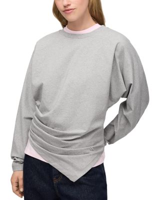 Ganni Drape Cotton-Blend Jersey Blouse
