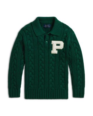 Boys' Cable Knit Cotton Wool Polo Sweater - Little Kid