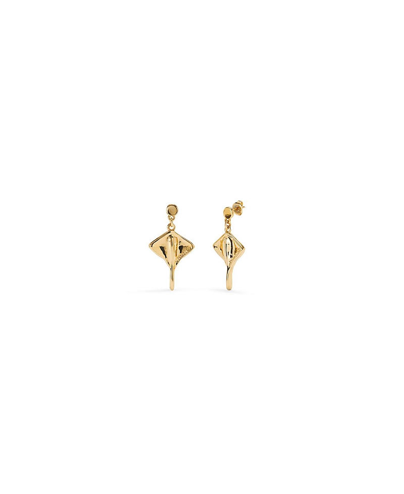 UNOde50 Short Earrings with Gold Plating and Manta Ray Shape