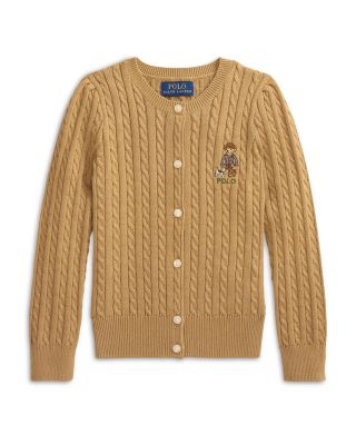 Girls' Polo Bear Mini Cable Cotton Cardigan - Little Kid