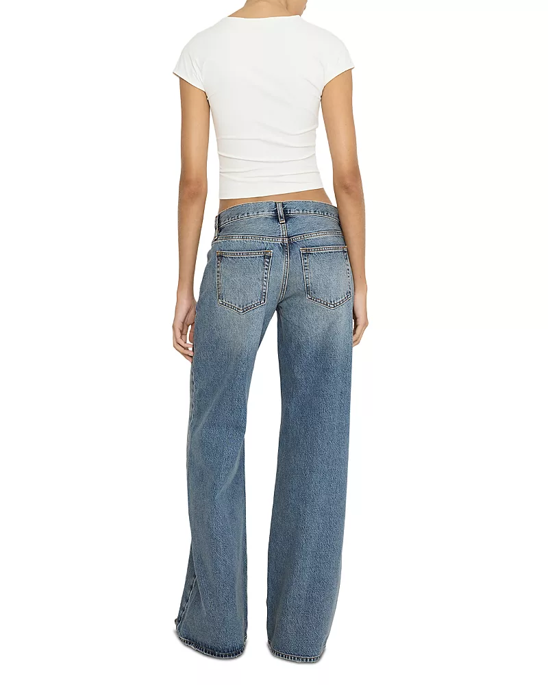 Frame The Leo Low Rise Wide Leg Jeans in Rivage