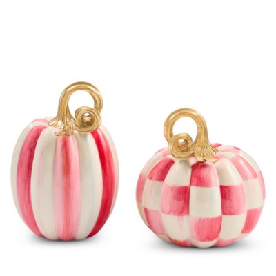 Check and Stripe Petite Pumpkins, Set of 2