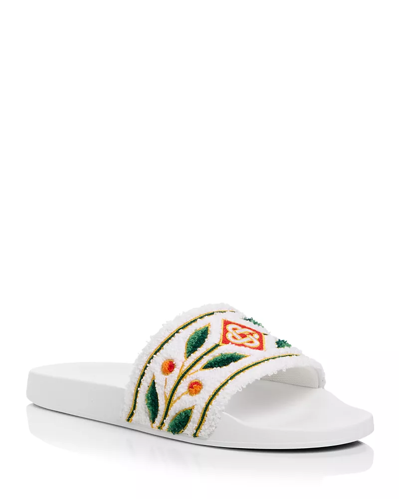 Casablanca Men's Embroidered Terry Slide Sandals