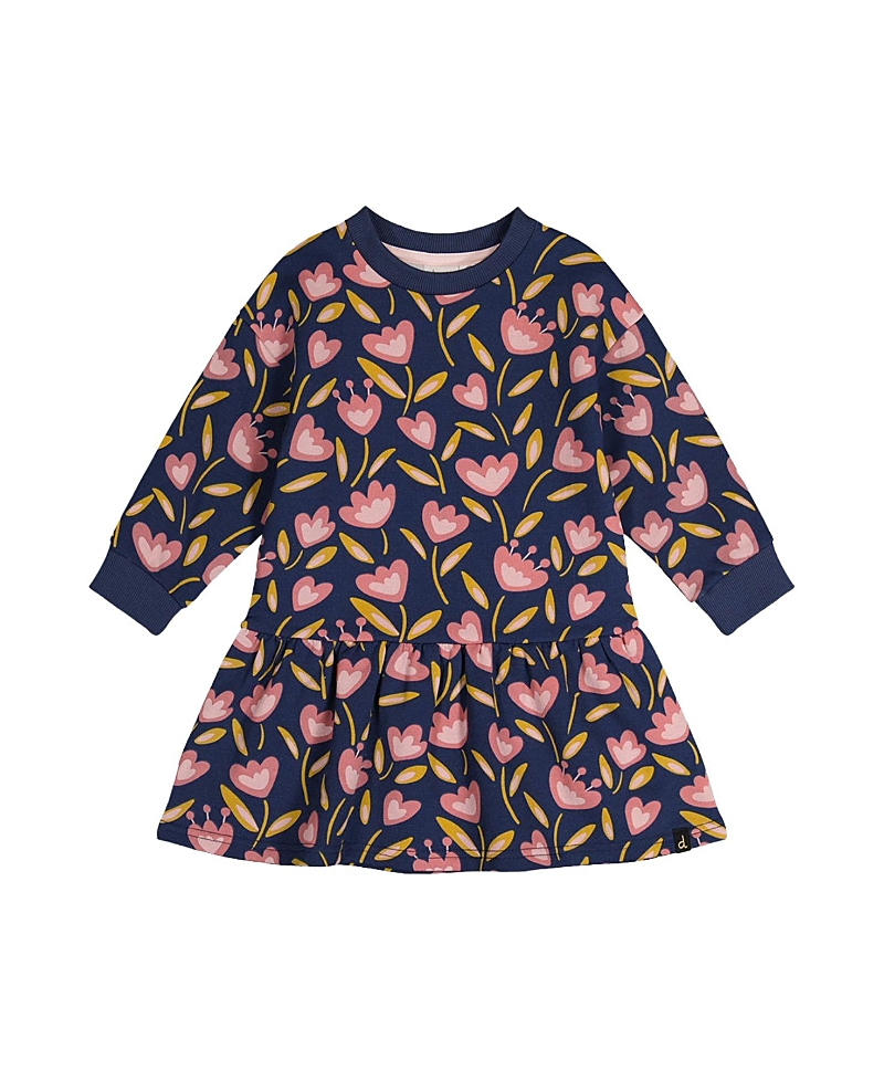 Deux par Deux Girls' French Terry Raglan Sleeve Gathered Skirt Dress - Little Kid