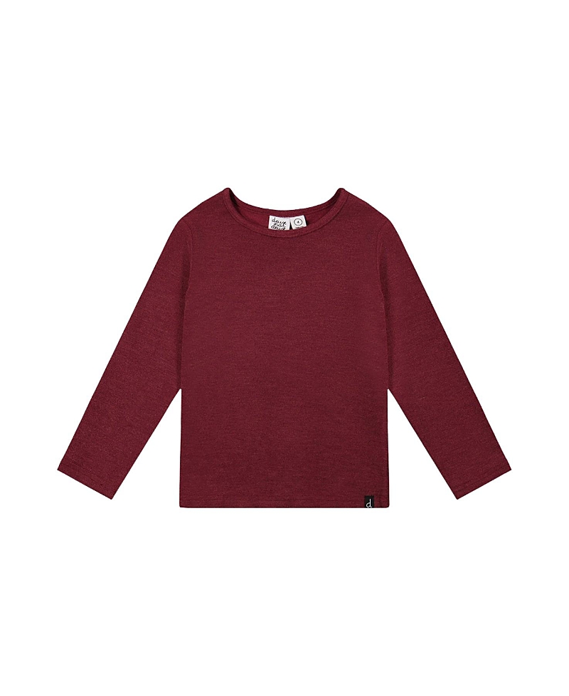 Deux par Deux Girls' Brushed Rib Crew Neck Long Sleeve Top - Little Kid