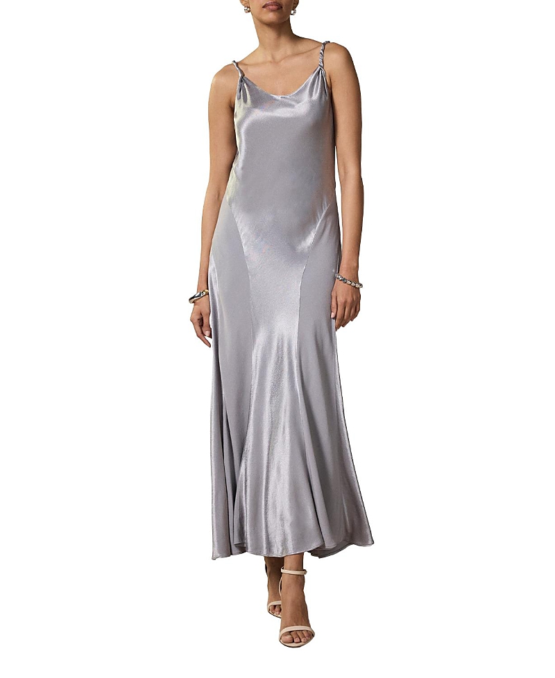Mint Velvet Women's Metallic Satin Midi Slip Dress