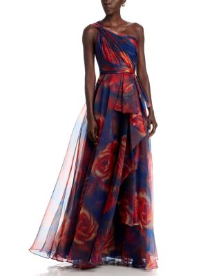 Meadow Printed One Shoulder Gown