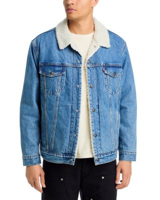 Relaxed Fit Sherpa Trucker Jean Jacket in Washed Away Sherpa