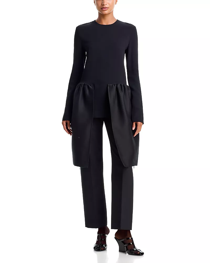 Toteme Crewneck Peplum Long Sleeve Top