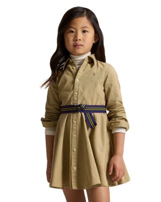 Girls' Chino Shirt Dress with Belt - Little Kid