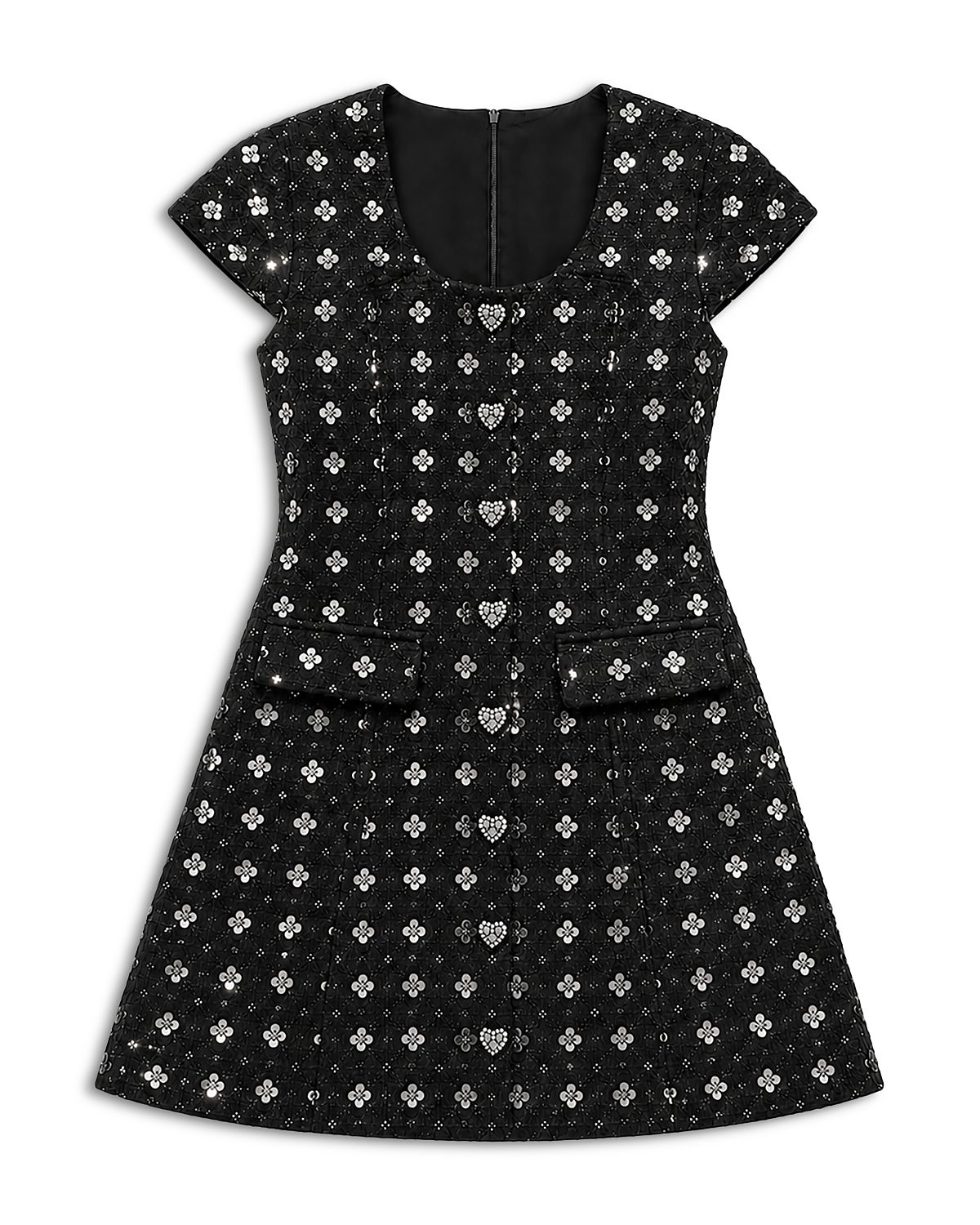 Theme Girls' Zoe Flower Sequin Boucle Cap Sleeve Dress - Big Kid