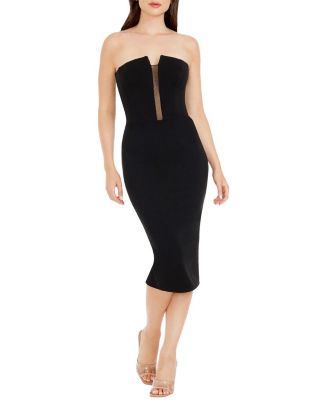  Erica Strapless Plunge Panel Bodycon Dress