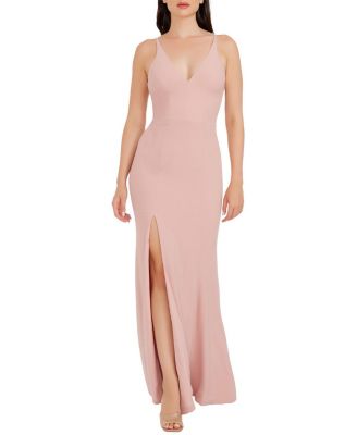 Dress the Population Iris V-Neck High Slit Mermaid Gown