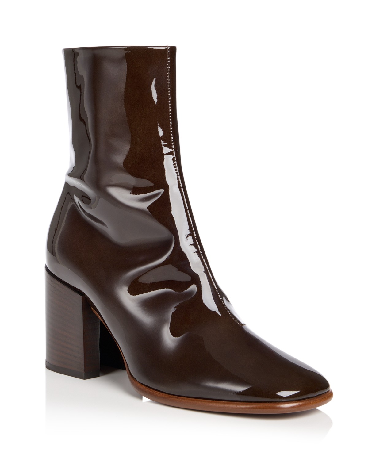 Dries Van Noten Women's Patent Leather Ankle Boots in Olive