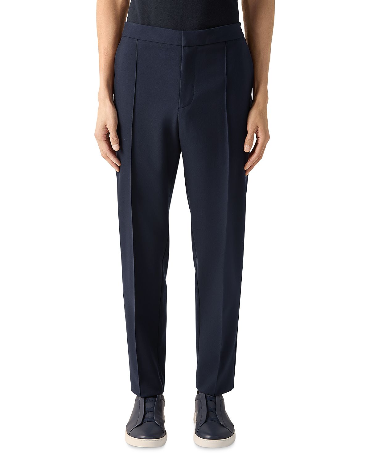 Zegna Regular Fit Pleated Wool Pants