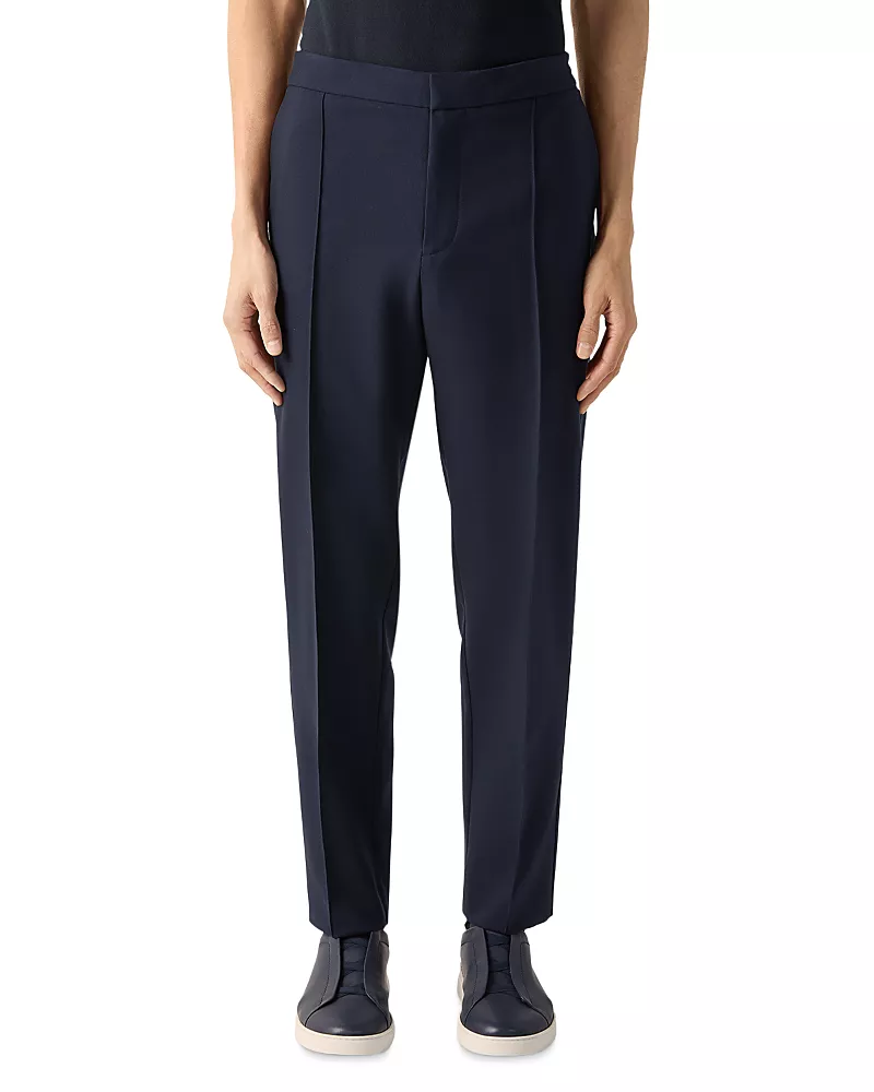 Zegna Regular Fit Pleated Wool Pants