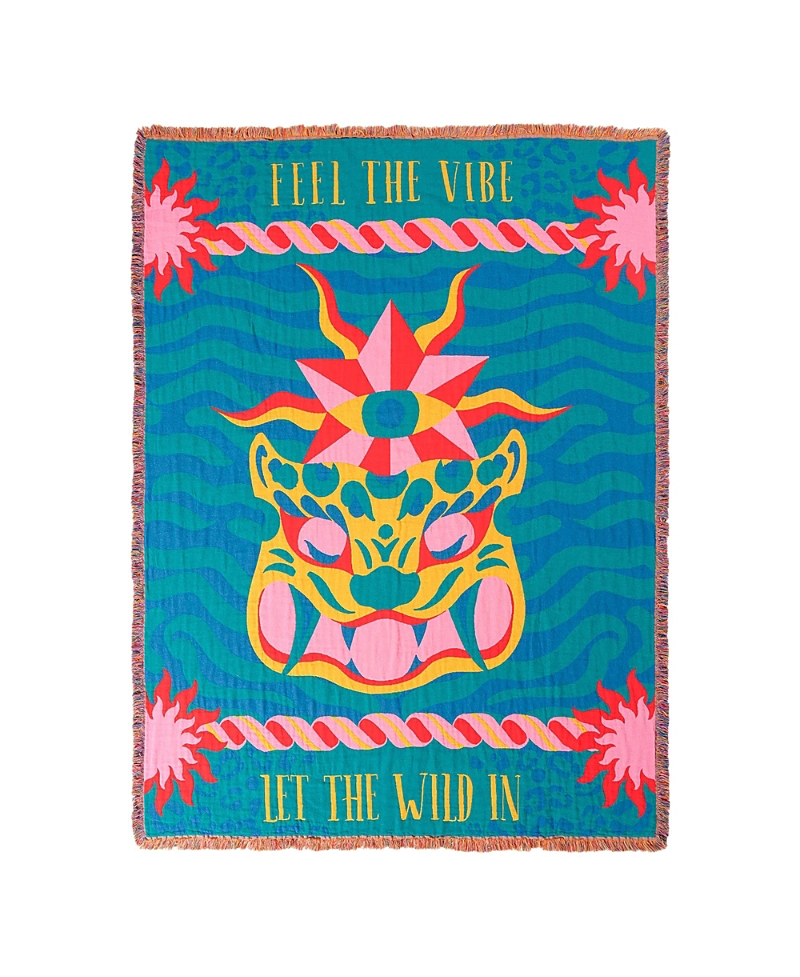 Zsa Zsa Zsu Novelas Fringed Jacquard Throw Vibe, 54 x 71