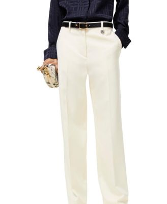 Pinstriped Wool Tailored Trousers