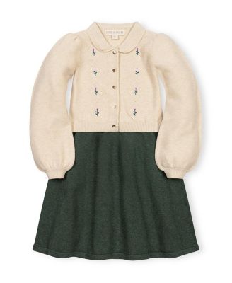  Girls' Organic Button Front Collared Sweater Dress - Little Kid, Big Kid