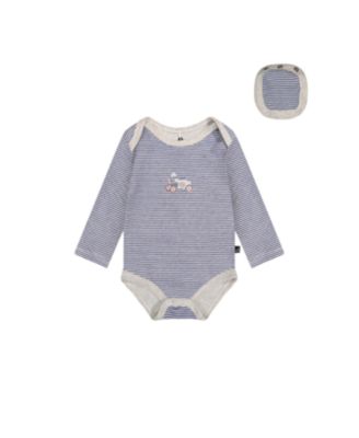 Boys' Organic Cotton Stripe Snap Envelope Neck Romper - Baby