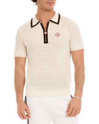 Casablanca Waffle Stitch Polo Shirt In White