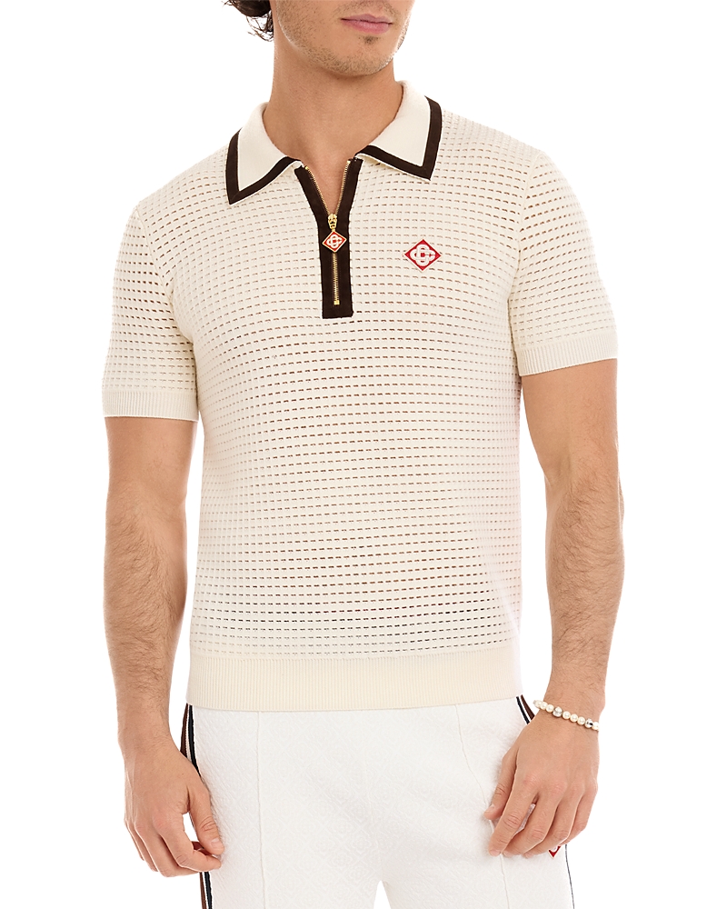 Casablanca Waffle Stitch Polo Shirt In White
