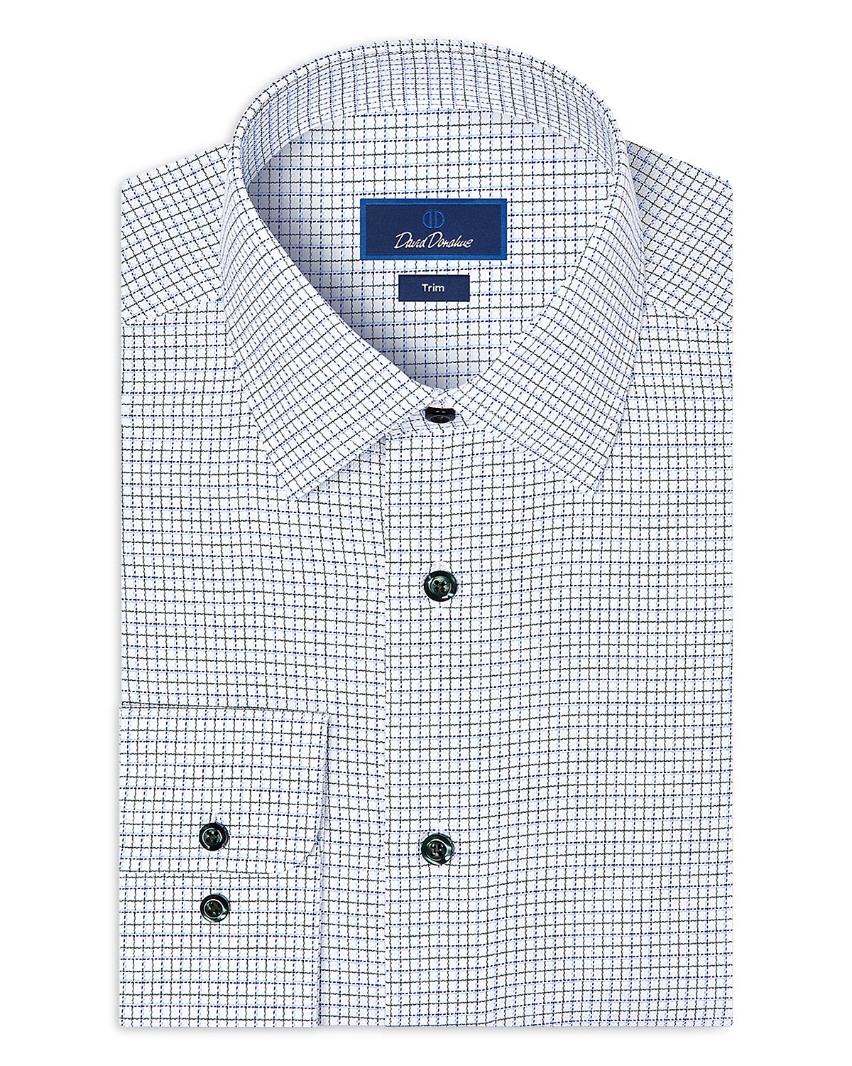 David Donahue Trim Fit Dobby Check Cotton Dress Shirt